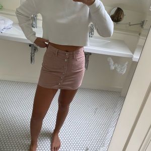 Pink Button Up Mini Skirt